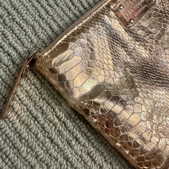 Kate Spade Metallic Gold Snake-Embossed Clutch / Pouch - Picture 9 of 11